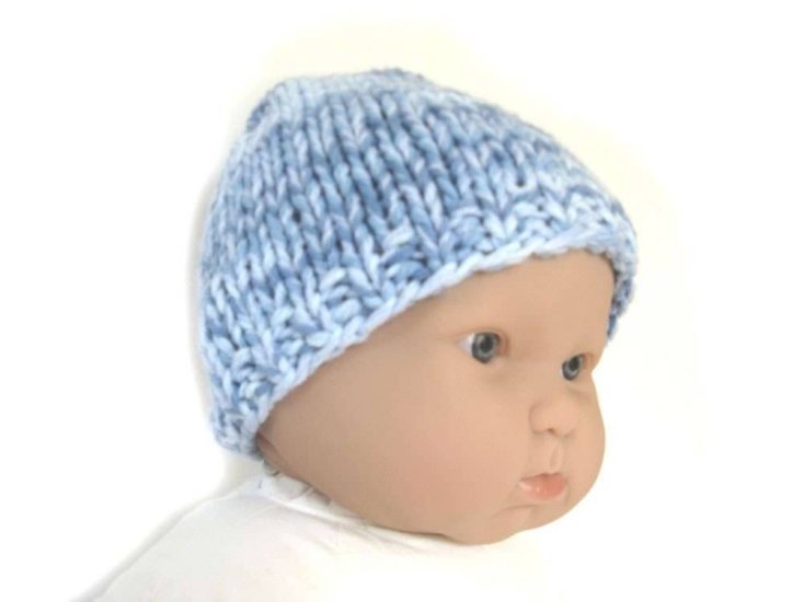 KSS Lightblue Knitted Cotton Cap 13-14" (3-6 Months) - Click Image to Close