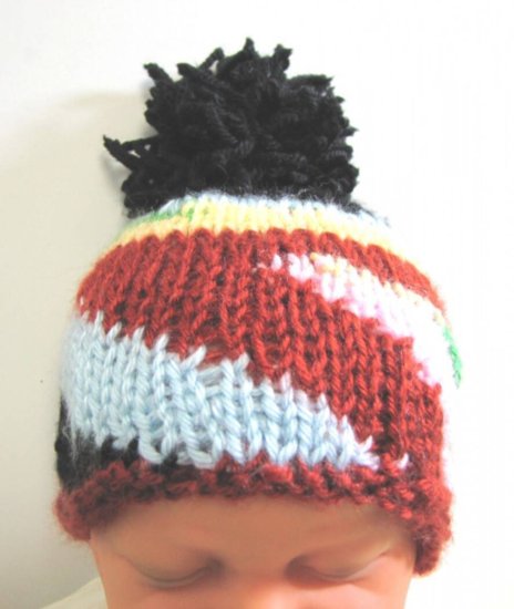 KSS Spiral Knitted Hat with Pom Pom 12 - 13" (0 -6 Months) - Click Image to Close