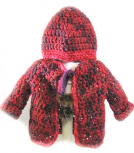 KSS Red/Brown/Purple Sweater/Cardigan with a Hat 6 Months