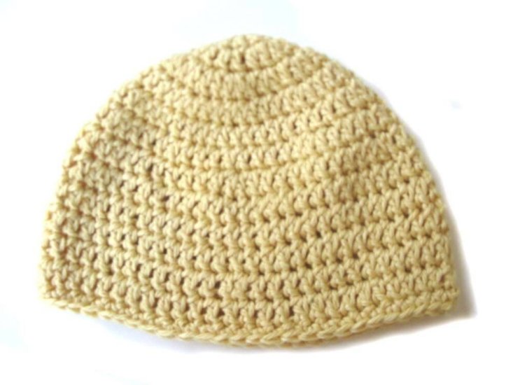 KSS Yellow Crocheted Cotton Cap 15-16" (9-18 Months) - Click Image to Close