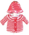 KSS Pink/Red Striped Sweater/Cardigan with a Hat (6 Months) SW-821