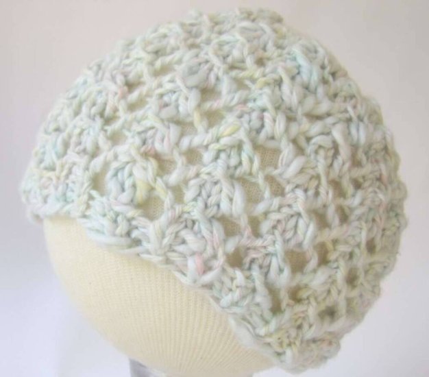KSS Light Green Lacy Cotton Beanie (3-6 Months) HA-226 - Click Image to Close