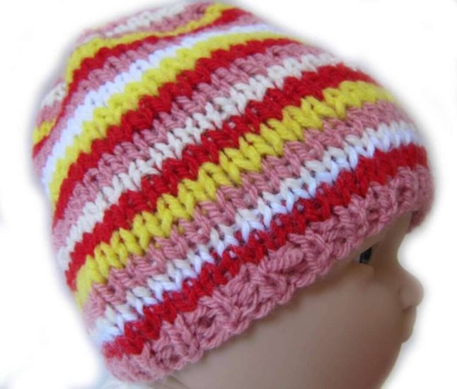 KSS Fire Striped Cotton/Acrylic Hat 14 - 16" (6 - 18 Months) - Click Image to Close