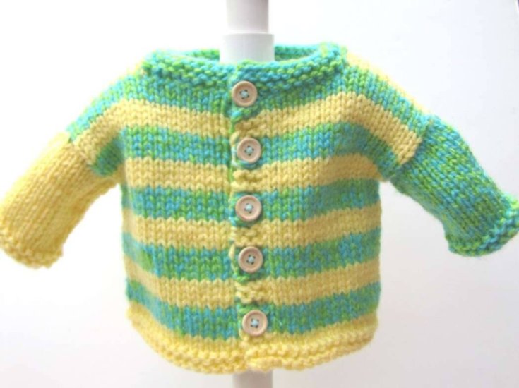 KSS Mint/Vanilla Knitted Sweater/Jacket and Hat (18 Months) - Click Image to Close
