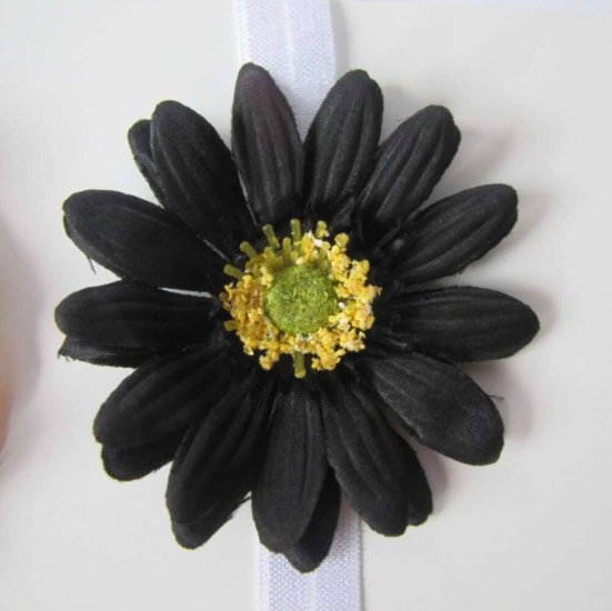 KSS White/Black Elastic Flower Headband  17 - 19