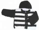 KSS Black/White Crocheted Sweater/Jacket and Hat (3-4 Years)