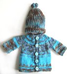 KSS Aqua/Brown Baby Sweater with a Hat (3 Months) SW-839 KSS-SW-839-AZH