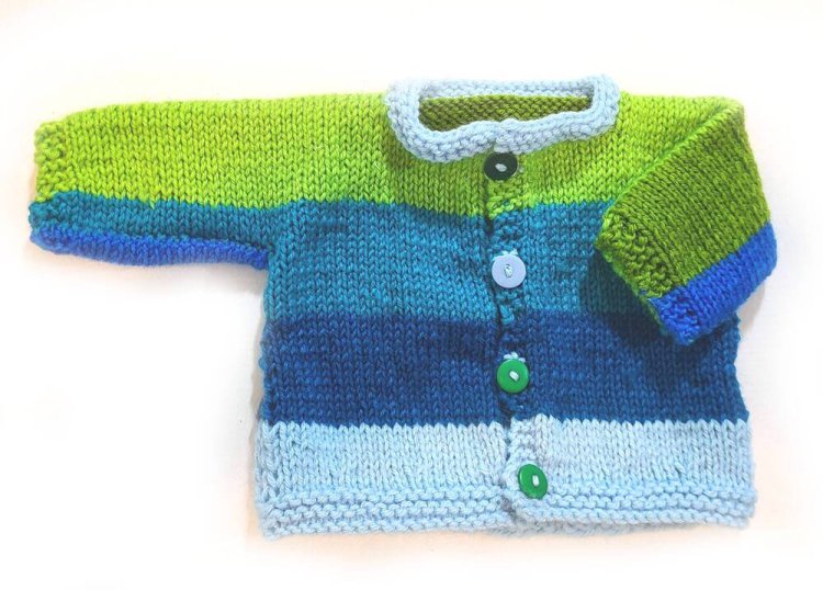 KSS Blue/Green Blocked Sweater/Cardigan (3 Months) SW-1024