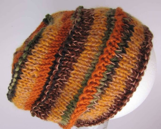 KSS Autumn Leaves Striped Slouchy Hat 17 - 19" (6 - 24 Months) - Click Image to Close