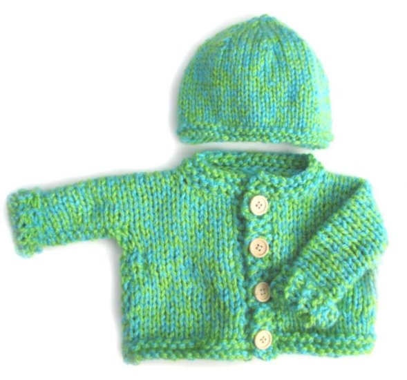 KSS Turqoise Green Knitted Sweater/Jacket and Hat (18 Months)
