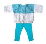 KSS White/Turquoise Cotton Sweater/Jacket & Pants (3 Months) SW-178