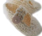 KSS Ivory Cotton Crocheted Mary Jane Booties (3 - 6 Months)