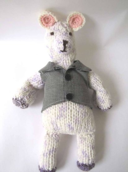 KSS Offwhite Knitted Teddy Bear with a Vest 14" long - Click Image to Close