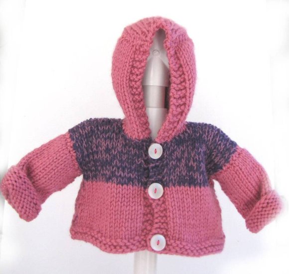 KSS Pink/Purple Hooded baby Sweater/Jacket 6 Months SW-820 - Click Image to Close