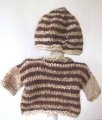 KSS Beige/Brown Sweater/Cardigan with a Hat (3 Months)