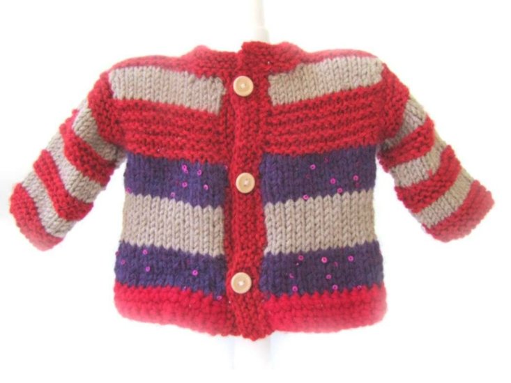 KSS Red/Grey Sweater/Cardigan with Booties 12 Months - Click Image to Close