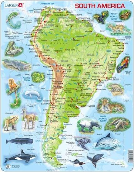 Larsen Map of South America Puzzle 65 pcs 021925 A25 - Click Image to Close