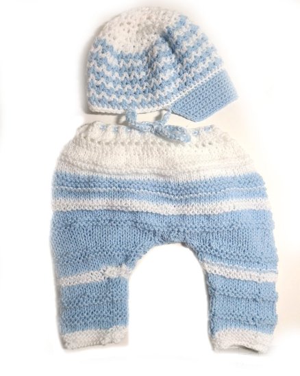 KSS Sky Blue/White Mohair Type Sweater, pants, Cap(12 Months) SW-061 - Click Image to Close