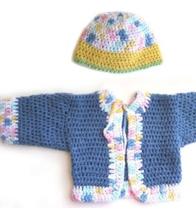 KSS Sky Blue Crocheted Sweater/Jacket (6 Months)