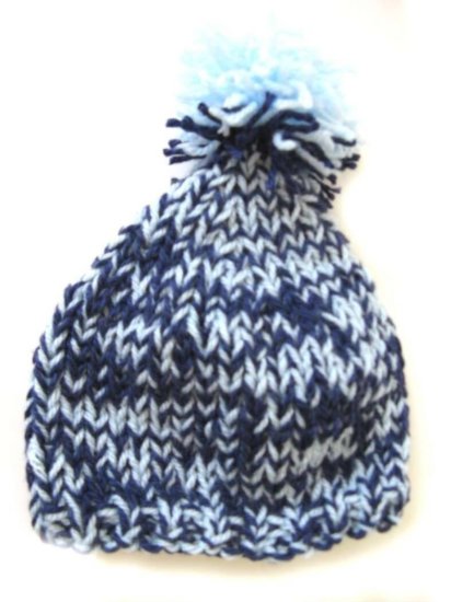 KSS Blue Knitted Hat with Pom Pom 13-15" (3-6 Months) HA-117