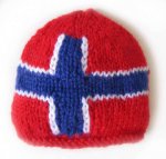 KSS Red Small Beanie with a Norwegian Flag 12 - 14" (0 -6 Months)
