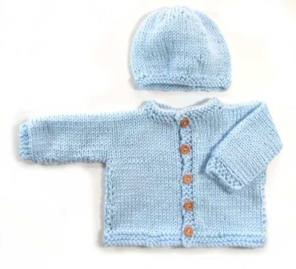 KSS Light Blue Soft Sweater/Cardigan and Hat (3 Months) SW-736