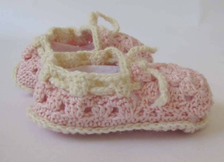 KSS Pink Cotton Crocheted Loafers Booties (3 - 6 Months) - Click Image to Close
