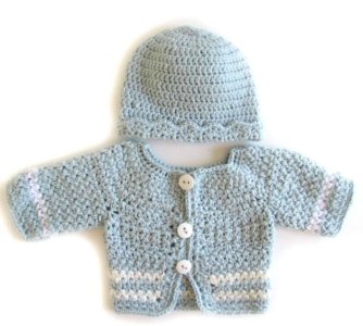 KSS Light Blue Baby Sweater/Cardigan with a Hat (3 Months)