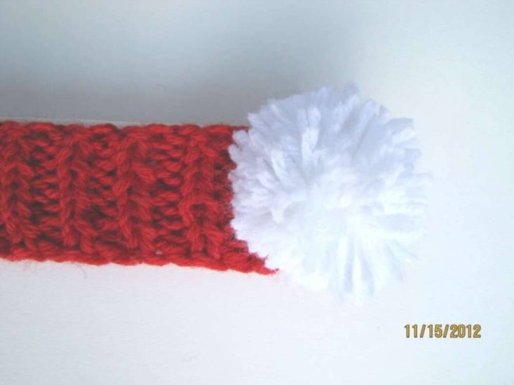 KSS Red Heavy Headband with a White Pom-pom (0 - 6 Months) - Click Image to Close