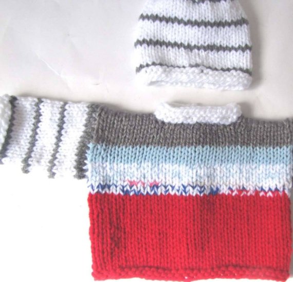 KSS Heavy Grey and Red Cardigan and Hat 12 Months - Click Image to Close