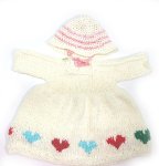 KSS Baby Knitted Off White Heart Dress and Hat 12 Months DR-186