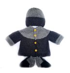 KSS Grey/Black Baby Layette Sweater/Jacket Set (6 - 9 Months) SW-1063