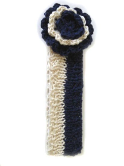 KSS Navy/Offwhite Cotton Headband 17-20" (2-4 Years) - Click Image to Close