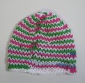 KSS Pink/Green/White Striped Beanie 11-13" (0-3 Months)