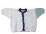 White Cotton Cardigan with Navy Trim 12 Months