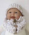 KSS Neutral Colored Knitted Hat and Scarf Set 14 - 16"