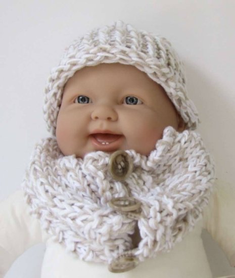 KSS Neutral Colored Knitted Hat and Scarf Set 14 - 16