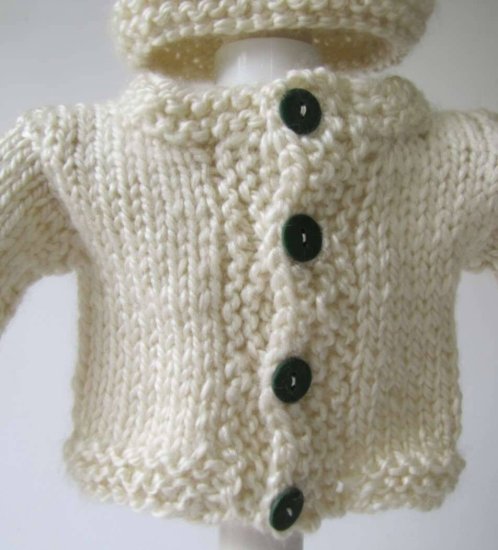 KSS Ivory Sweater/Jacket and Hat Newborn - 3 Months - Click Image to Close