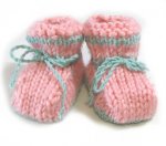 KSS Boxed Pink/Mint Green Knitted Booties (6 Months)