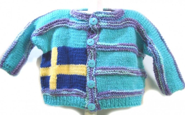 KSS Pastel  Knitted Acrylic Sweater with Swedish Flag  5 Years