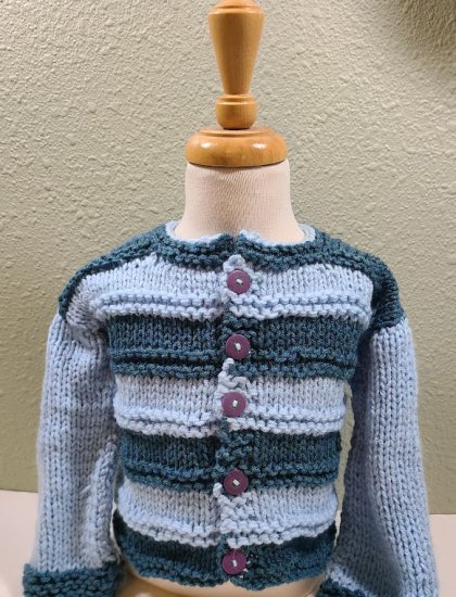 KSS Light and Dark Blue Sweater/Cardigan and Hat (4 Years) SW-1111