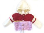KSS Bright Red/White/Pink Hooded Baby Sweater/Jacket 6 Months SW-944 KSS-SW-944-EB