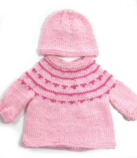 KSS Pink Soft Pullover Sweater with a Hat (6 Months) SW-746 - Click Image to Close