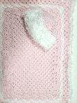 KSS Pink and White Baby Blanket 22"x17" and Hat Newborn and up BB-143
