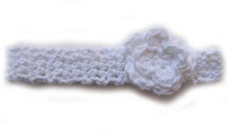 KSS White Narrow Crocheted Headband 16-17" (1 - 2 Years)