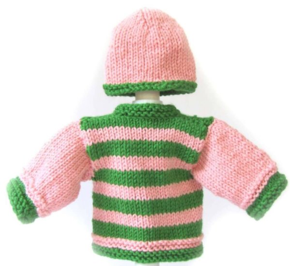 KSS Pink/Green Cardigan  and Hat 3 Months