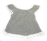 KSS Soft Crocheted Grey/White Baby Dress 0-3 Months DR-168