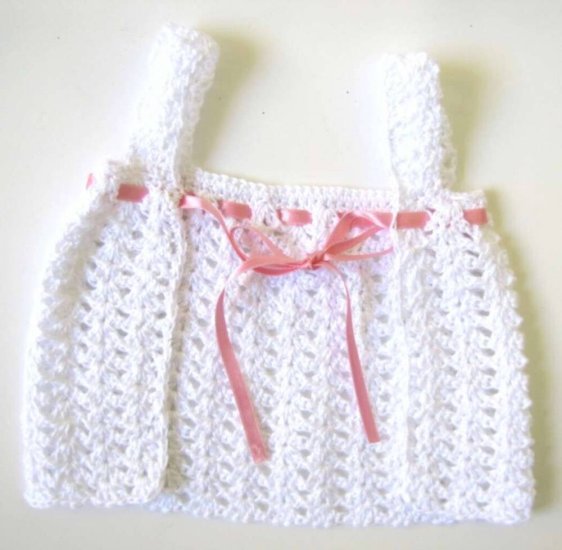 KSS White Crocheted Cotton Dress Apron 3 Months DR-118
