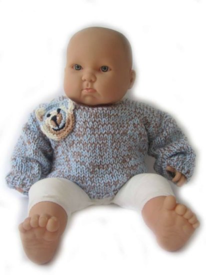 KSS Soft Light Blue and Brown Sweater (18 Months) - Click Image to Close