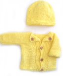 KSS Yellow Sweater/Cardigan with a Hat NB-3 Months